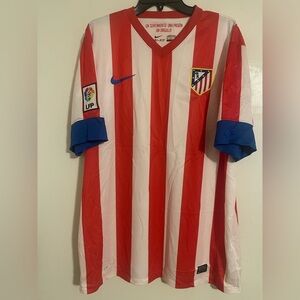 Nike Atletico de Madrid 2012/2013 XL Red and White Striped Jersey